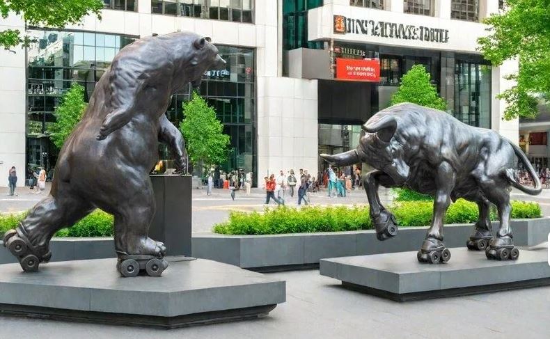 Bull and Bear Roller Sculpture